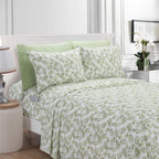 Palm Leaf Print 4-Piece Silk Bedding Set