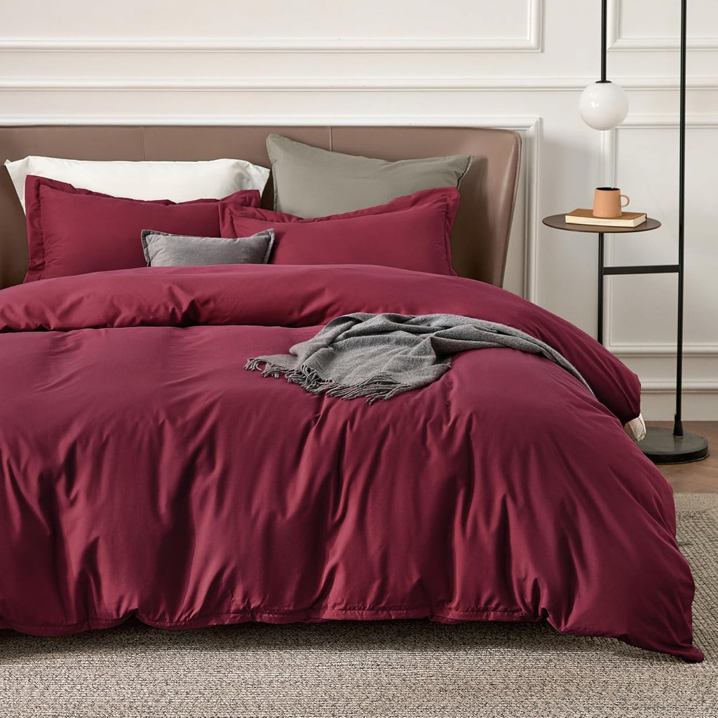 Burgundy Brushed Velvet Duvet Cover (Large)