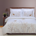 Tree & Bird Embroidered Cotton Pillowcase